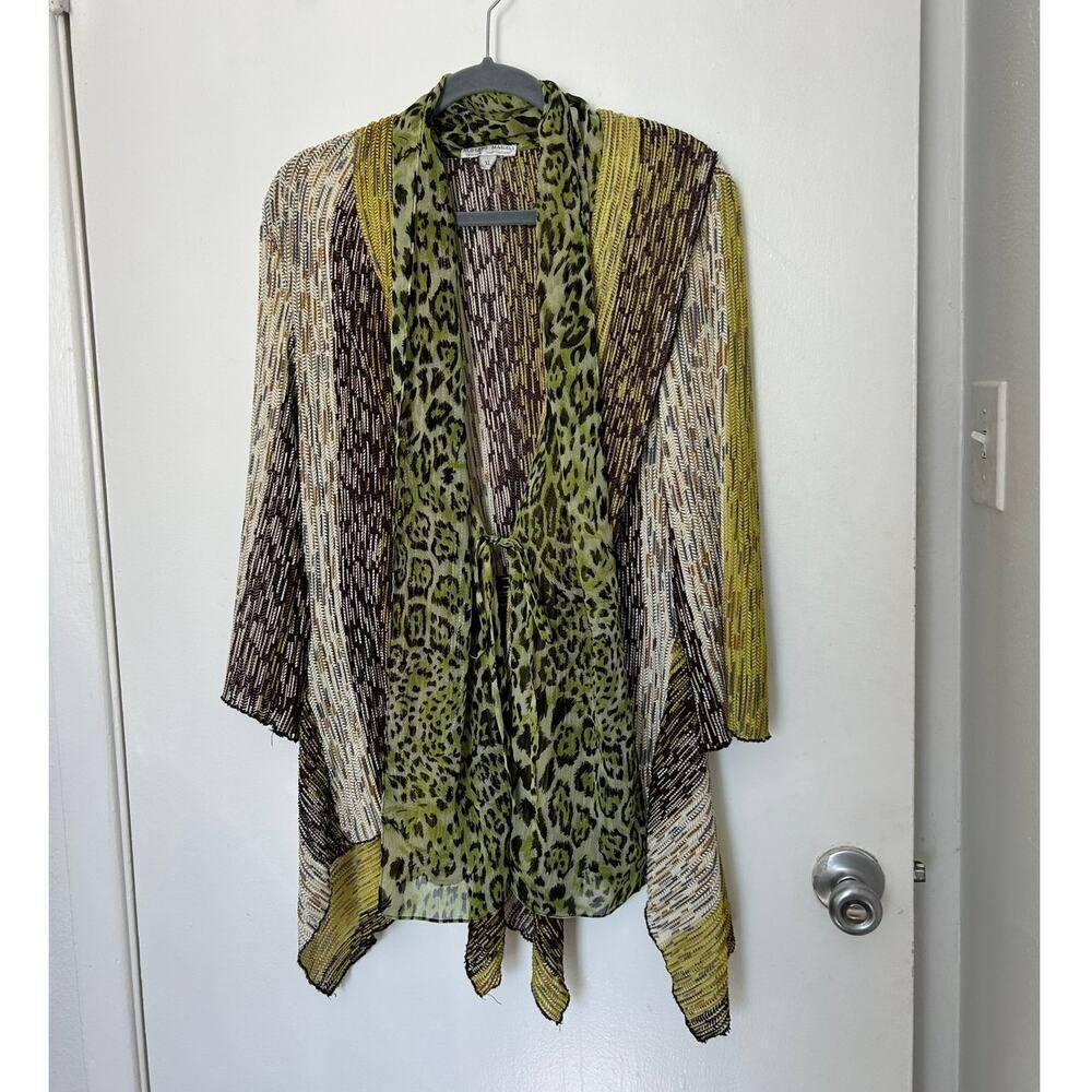 Vintage Cheetah Print Tie-Front Flare Cardigan